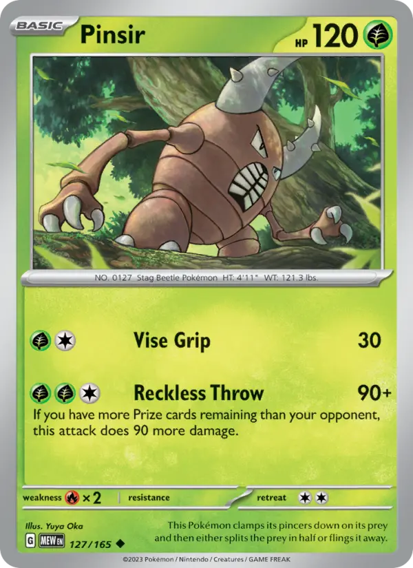 Pinsir Reverse Holo 127/165 151 Pokémon Card