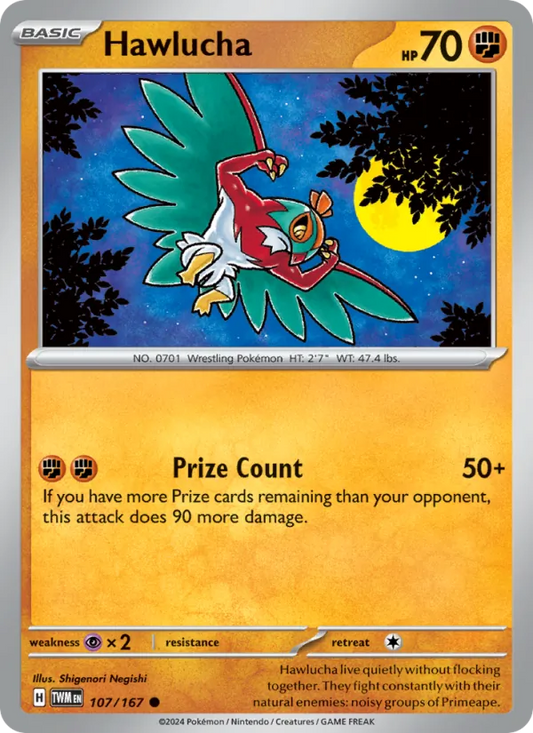 Hawlucha Normal 107/167 Twilight Masquerade Pokémon Card