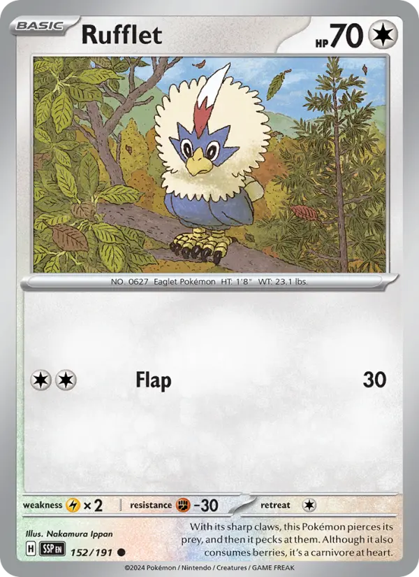 Rufflet Reverse Holo 152/191 Surging Sparks Pokémon Card