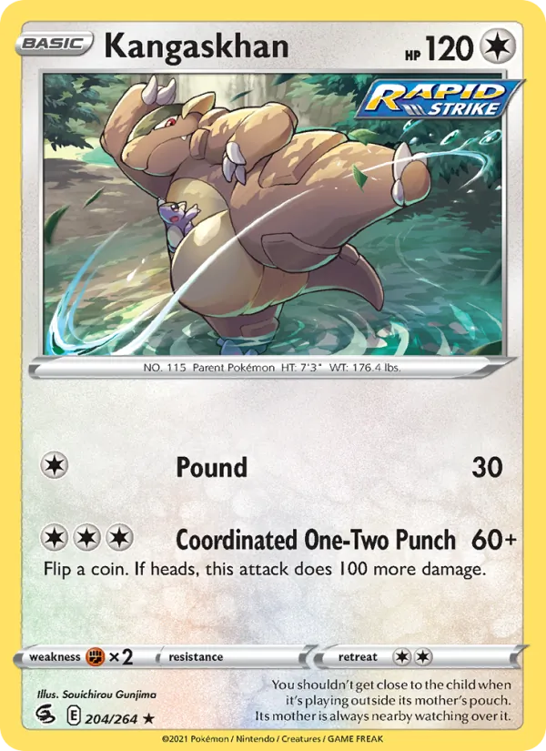 Kangaskhan Reverse Holo 204/264 Fusion Strike Pokémon Card