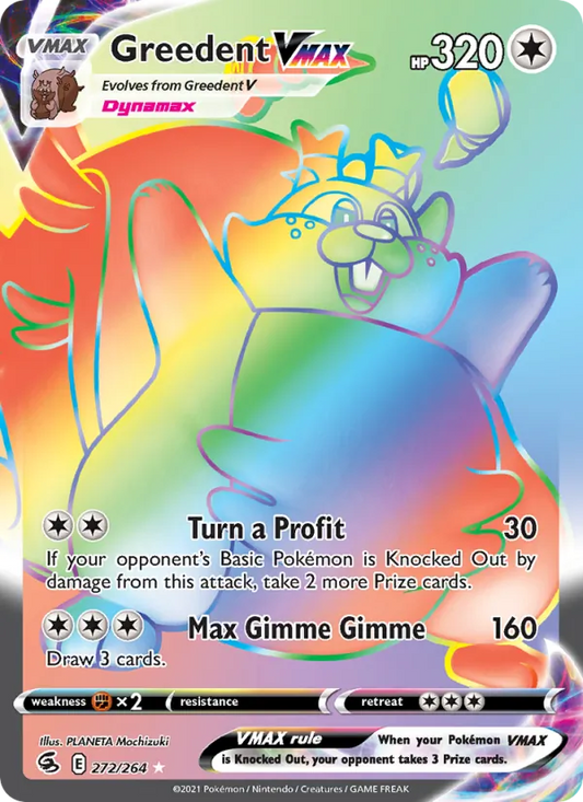 Greedent VMAX Holo 272/264 Fusion Strike Pokémon Card