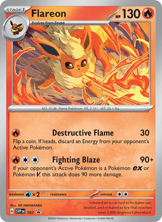 Flareon Non-Foil 167/225 SVP Black Star Promos Pokémon Card