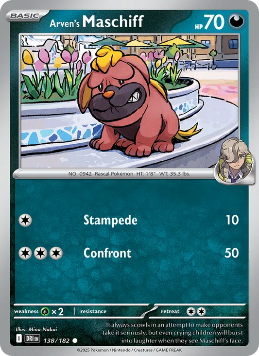 Arven's Maschiff Normal 138/182 Destined Rivals Pokémon Card