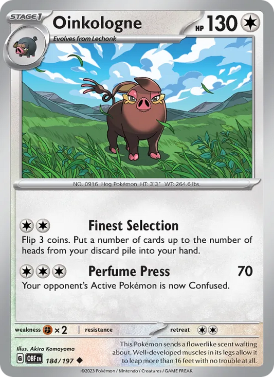 Oinkologne Normal 184/197 Obsidian Flames Pokémon Card