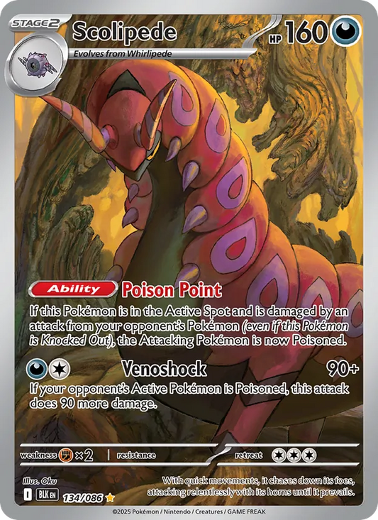 Scolipede Holo 134/86 Black Bolt Pokémon Card
