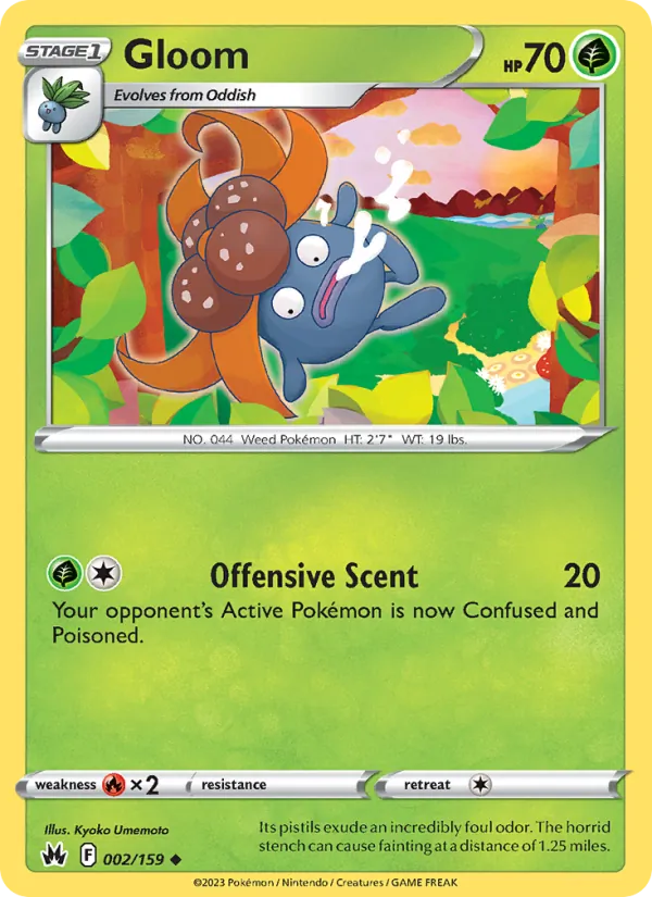 Gloom Reverse Holo 002/159 Crown Zenith Pokémon Card