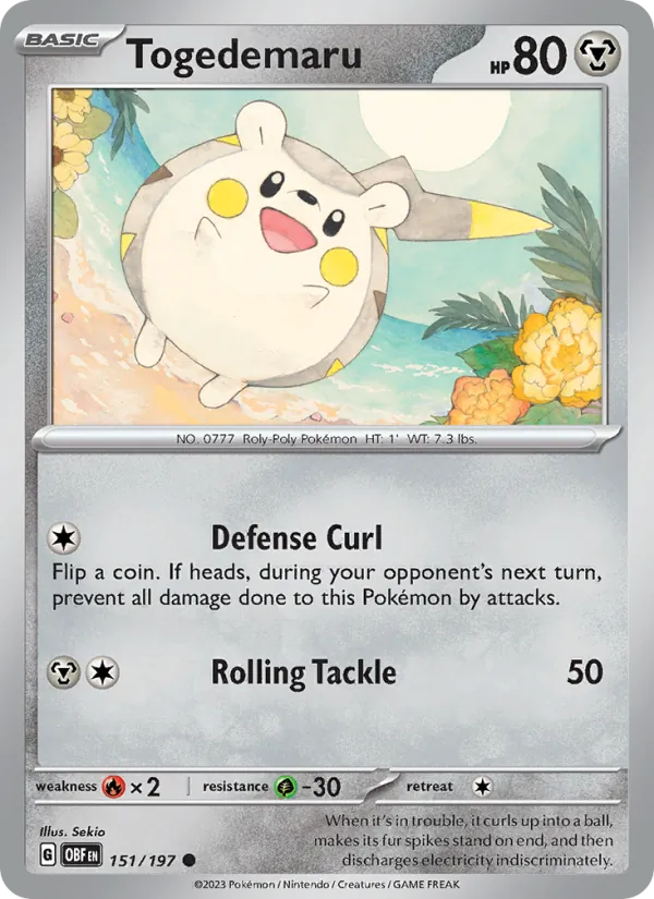 Togedemaru Normal 151/197 Obsidian Flames Pokémon Card