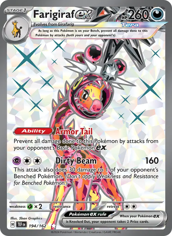 Farigiraf ex Holo 194/162 Temporal Forces Pokémon Card