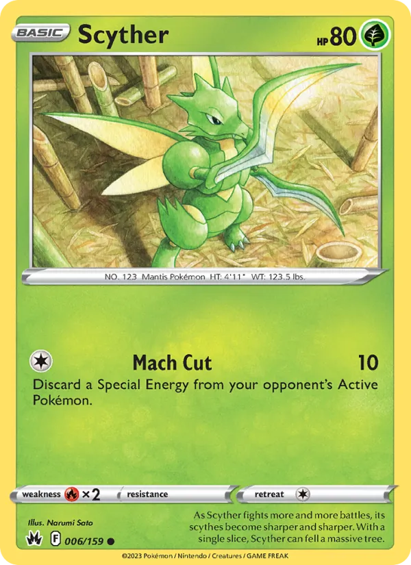 Scyther Reverse Holo 006/159 Crown Zenith Pokémon Card