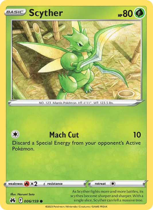 Scyther Reverse Holo 006/159 Crown Zenith Pokémon Card
