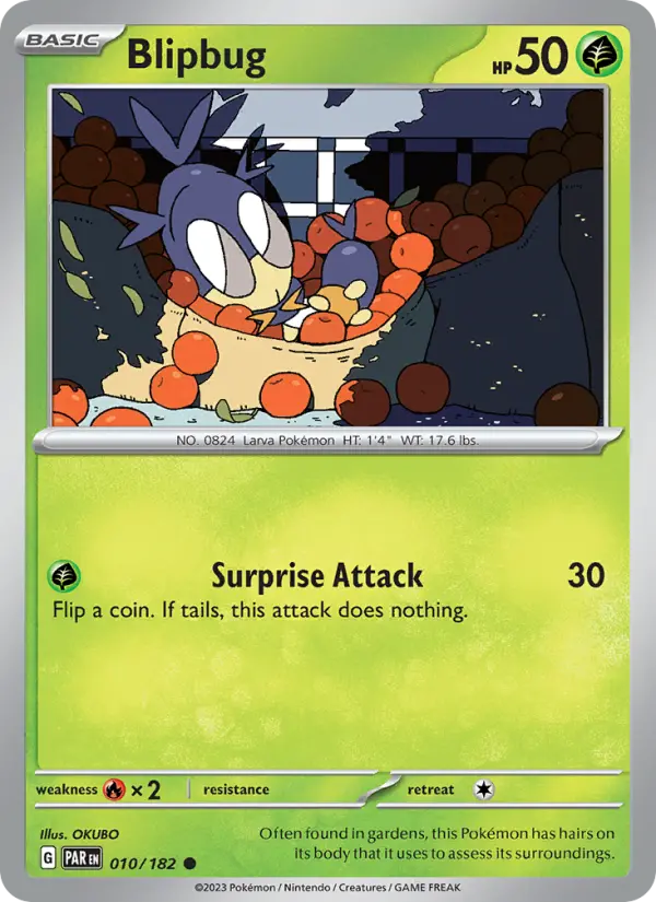 Blipbug Reverse Holo 010/182 Paradox Rift Pokémon Card