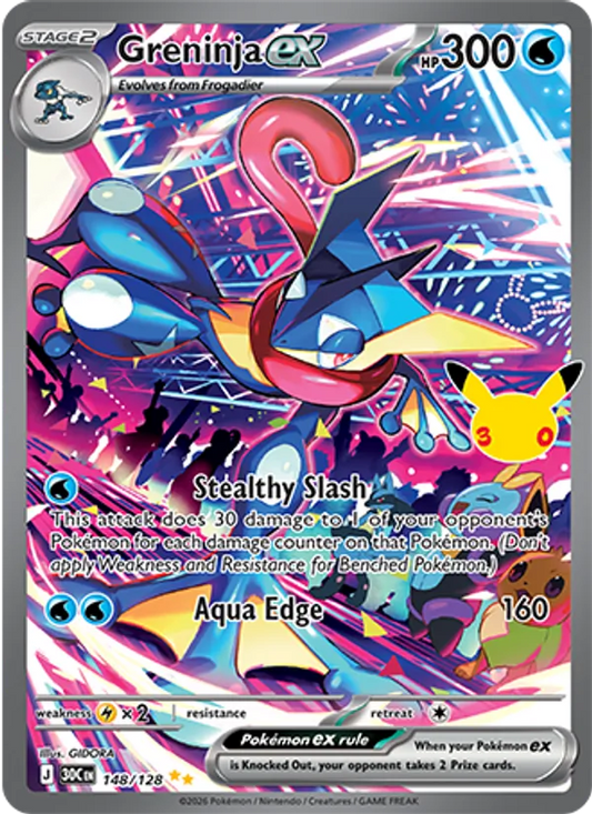 Greninja ex Normal 148/128 30th Celebration Pokémon Card