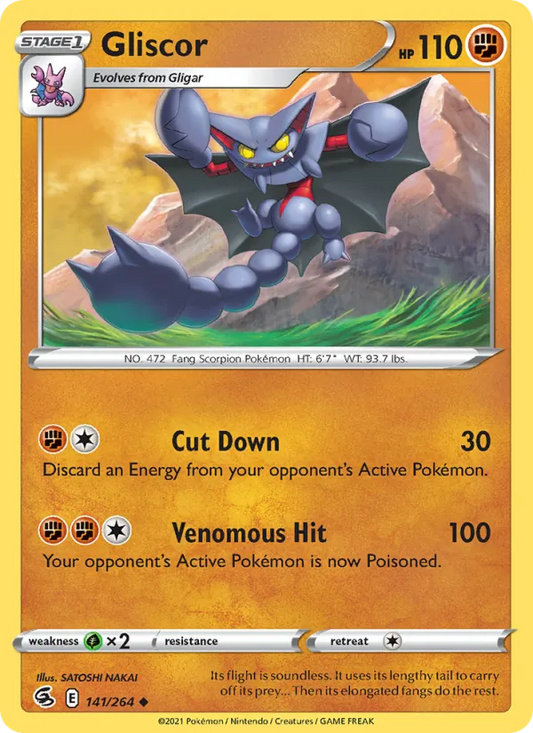 Gliscor Reverse Holo 141/264 Fusion Strike Pokémon Card