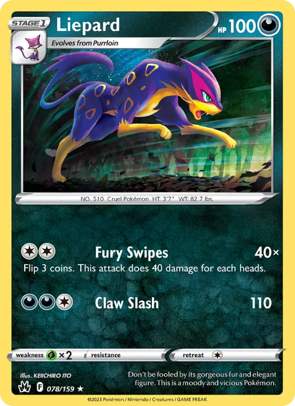 Liepard Reverse Holo 078/159 Crown Zenith Pokémon Card