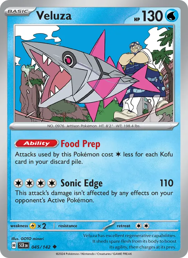 Veluza Reverse Holo 045/142 Stellar Crown Pokémon Card