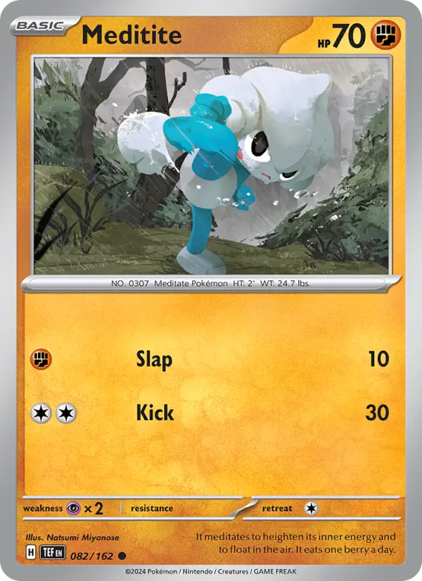 Meditite Reverse Holo 082/162 Temporal Forces Pokémon Card