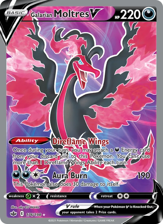 Galarian Moltres V Holo 176/198 Chilling Reign Pokémon Card