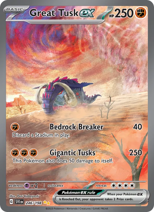 Great Tusk ex Holo 246/198 Scarlet & Violet Pokémon Card
