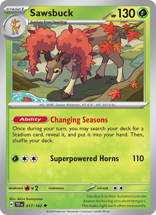 Sawsbuck Reverse Holo 017/162 Temporal Forces Pokémon Card
