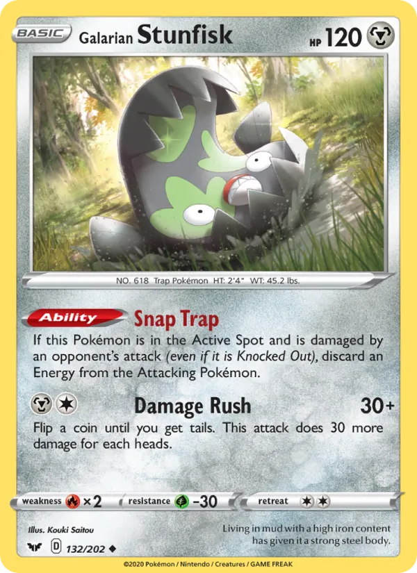 Galarian Stunfisk Reverse Holo 132/202 Sword & Shield Pokémon Card