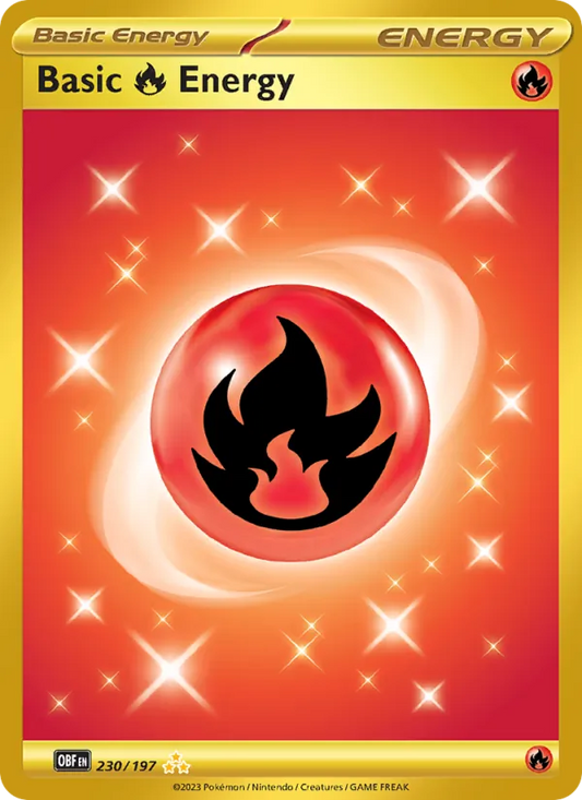 Basic Fire Energy Holo 230/197 Obsidian Flames Pokémon Card