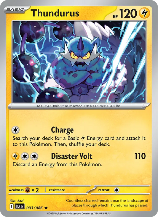 Thundurus Holo 033/86 Black Bolt Pokémon Card