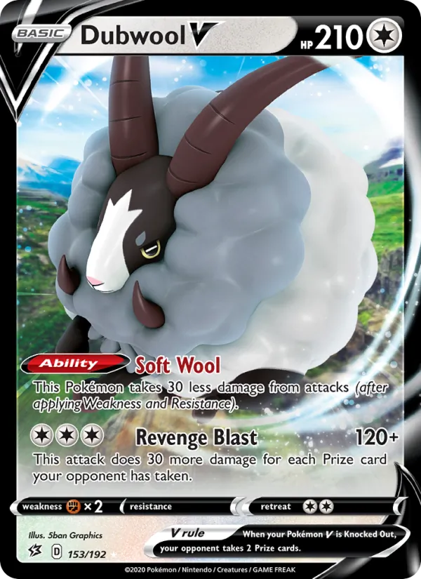 Dubwool V Holo 153/192 Rebel Clash Pokémon Card