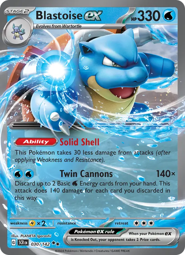 Blastoise ex Holo 030/142 Stellar Crown Pokémon Card