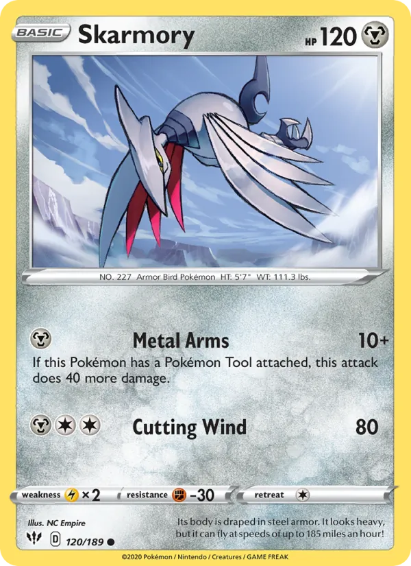 Skarmory Reverse Holo 120/189 Darkness Ablaze Pokémon Card