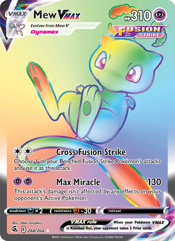 Mew VMAX Holo 268/264 Fusion Strike Pokémon Card