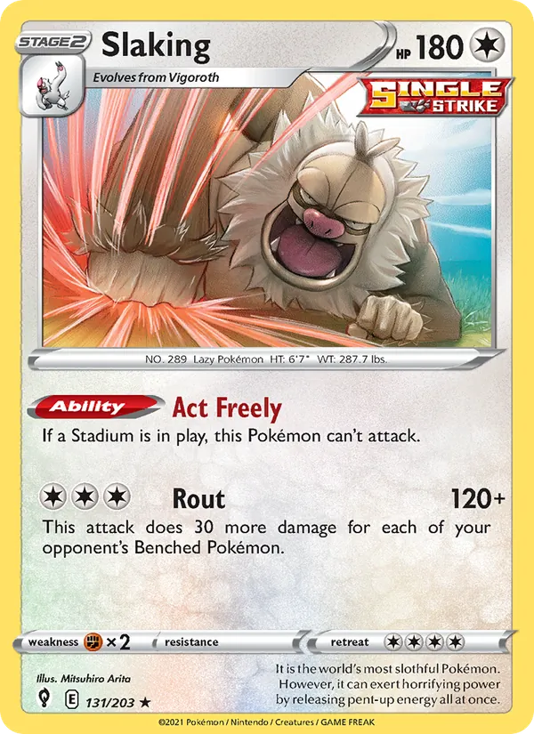 Slaking Reverse Holo 131/203 Evolving Skies Pokémon Card