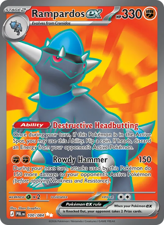 Rampardos ex Holo 100/84 Pitch Black Pokémon Card