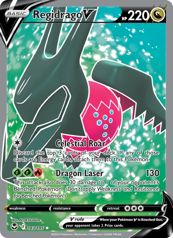 Regidrago V Holo 183/195 Silver Tempest Pokémon Card