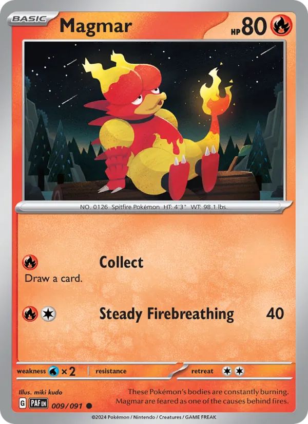Magmar Normal 009/91 Paldean Fates Pokémon Card