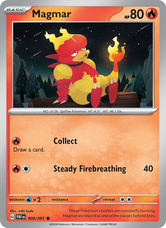 Magmar Normal 009/91 Paldean Fates Pokémon Card