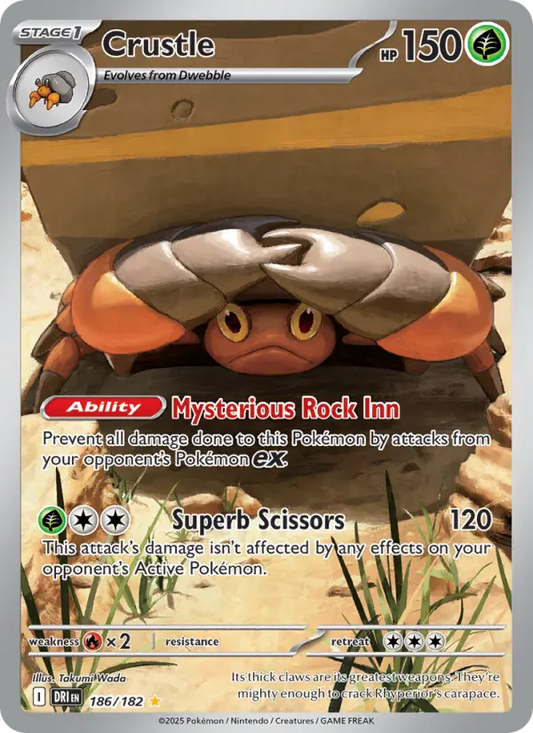 Crustle Holo 186/182 Destined Rivals Pokémon Card