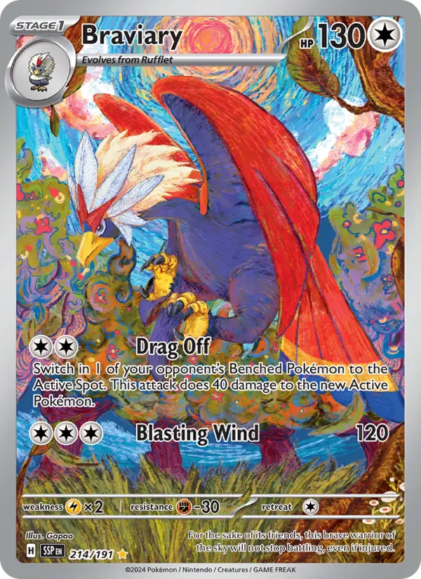 Braviary Holo 214/191 Surging Sparks Pokémon Card