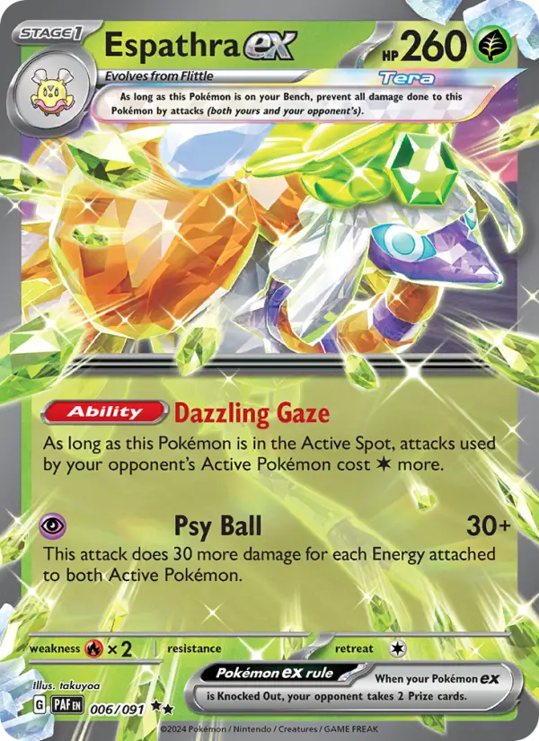 Espathra ex Holo 006/91 Paldean Fates Pokémon Card