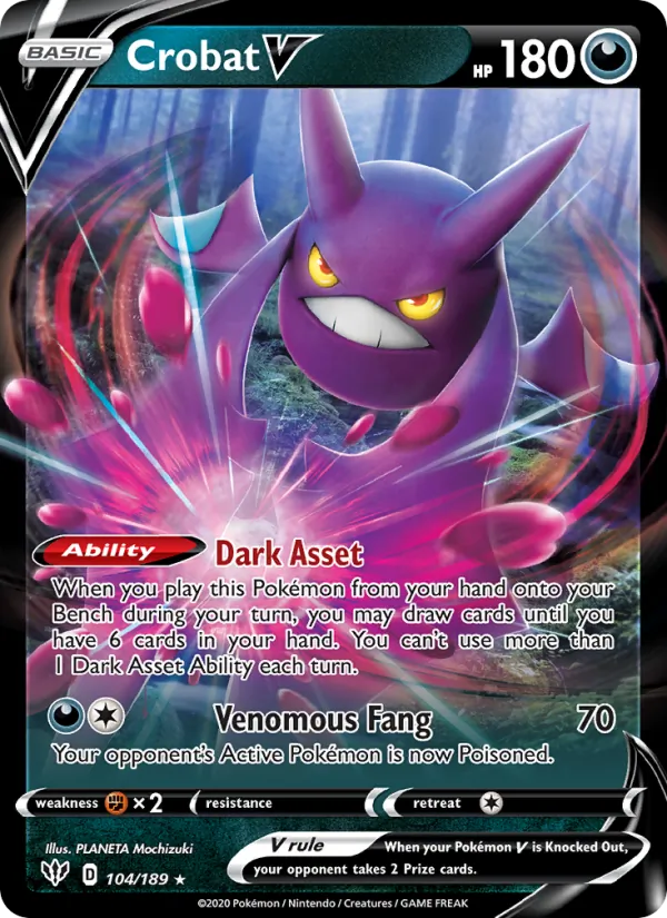 Crobat V Holo 104/189 Darkness Ablaze Pokémon Card