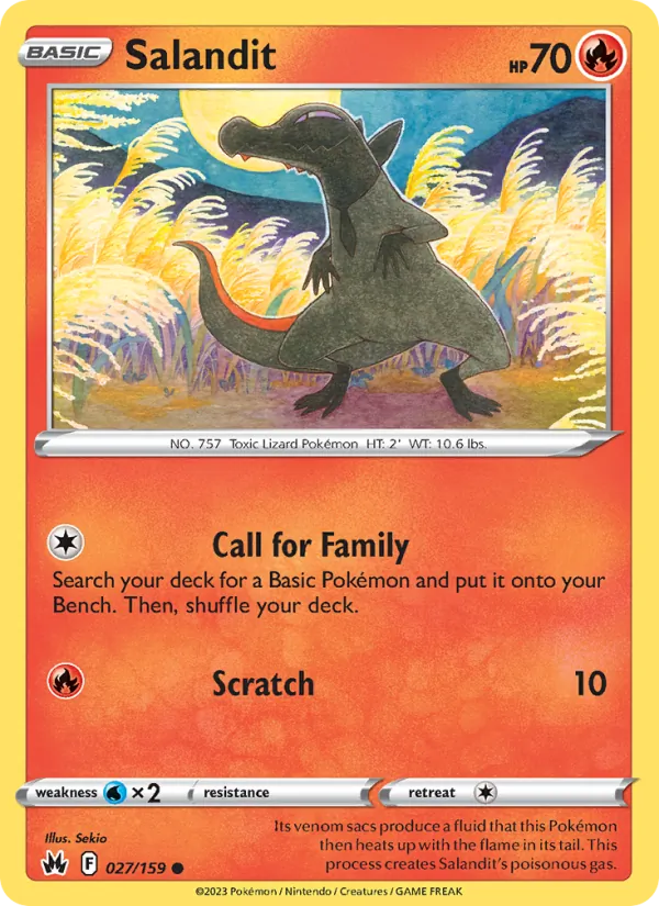 Salandit Reverse Holo 027/159 Crown Zenith Pokémon Card