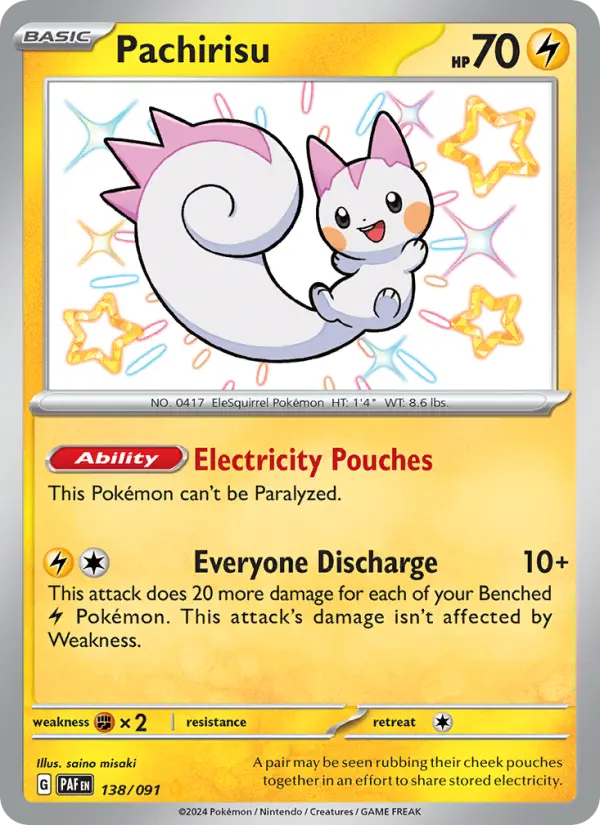 Pachirisu Holo 138/91 Paldean Fates Pokémon Card