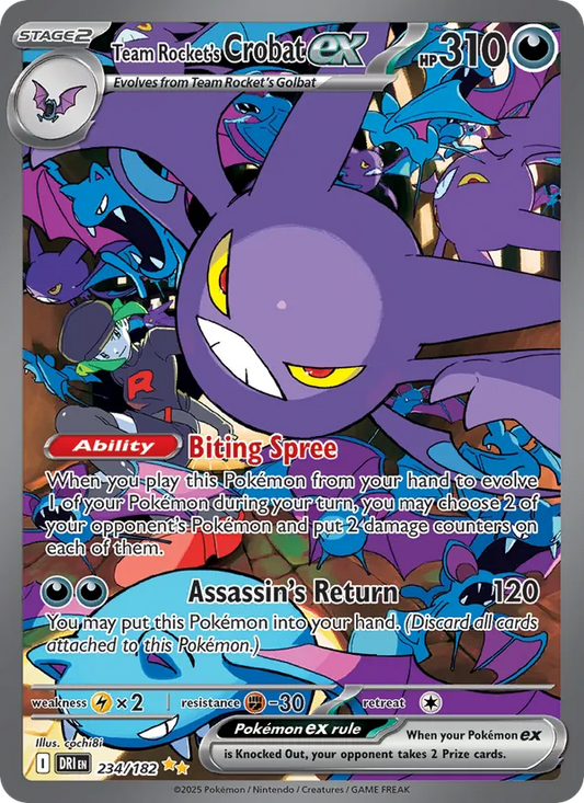 Team Rocket's Crobat ex Holo 234/182 Destined Rivals Pokémon Card