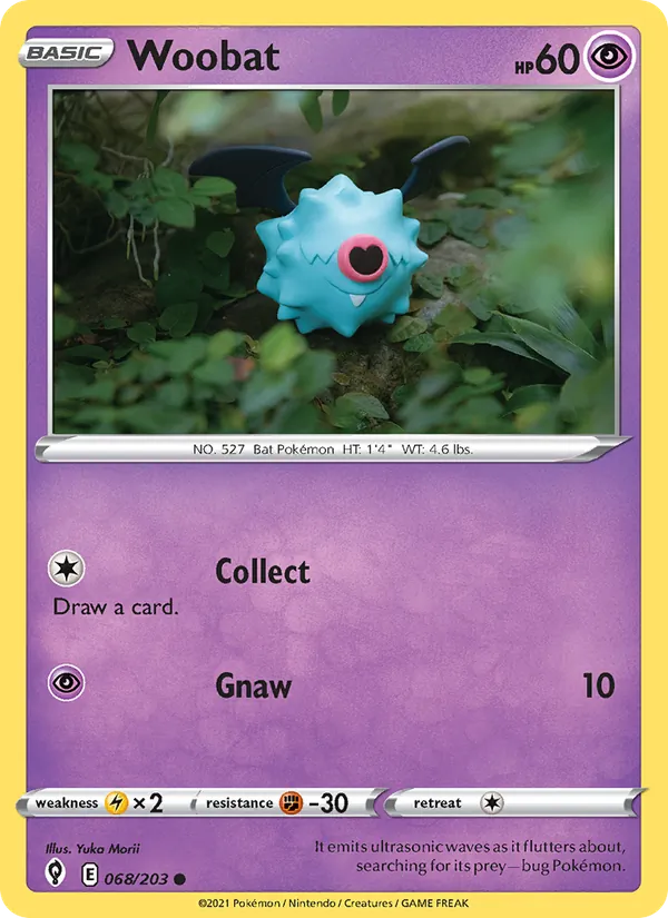 Woobat Reverse Holo 068/203 Evolving Skies Pokémon Card