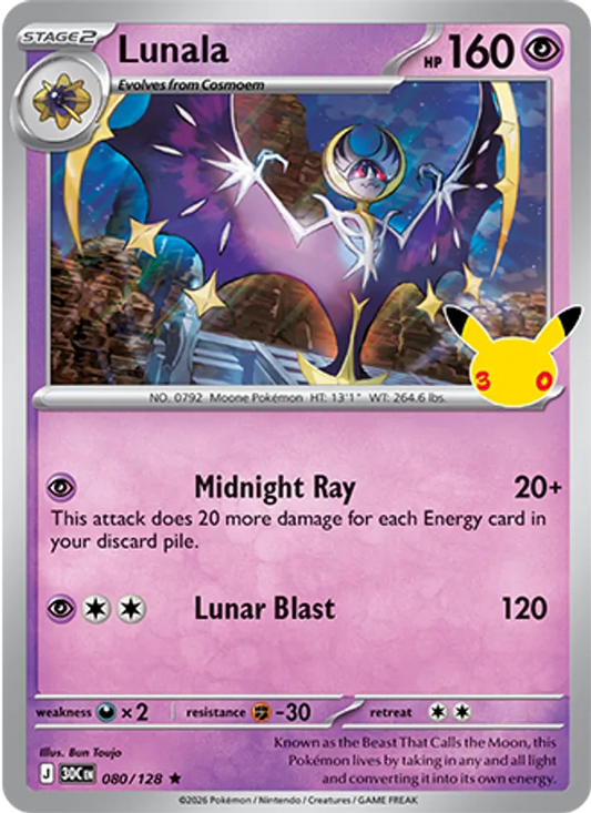 Lunala Normal 080/128 30th Celebration Pokémon Card