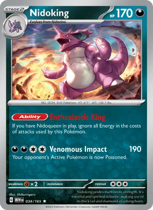 Nidoking Holo 034/165 151 Pokémon Card