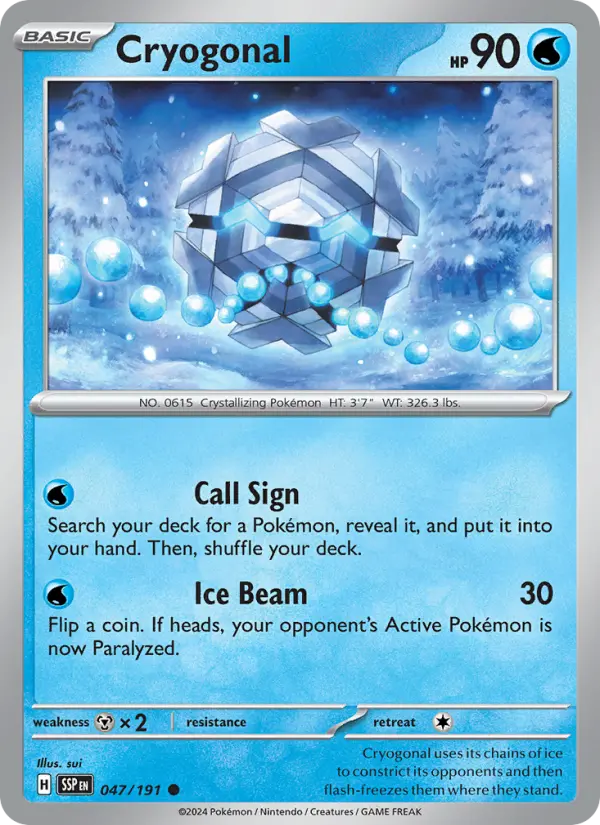 Cryogonal Reverse Holo 047/191 Surging Sparks Pokémon Card