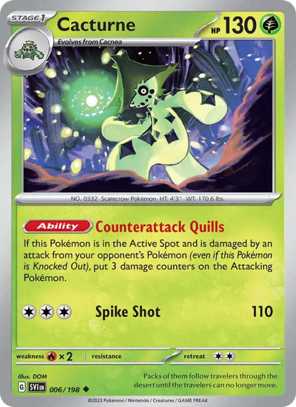 Cacturne Non-Foil 006/198 Scarlet & Violet Pokémon Card