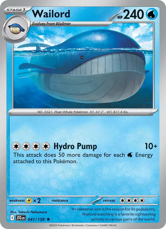 Wailord Holo 041/159 Journey Together Pokémon Card