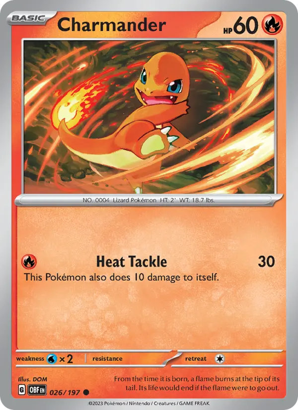 Charmander Reverse Holo 026/197 Obsidian Flames Pokémon Card