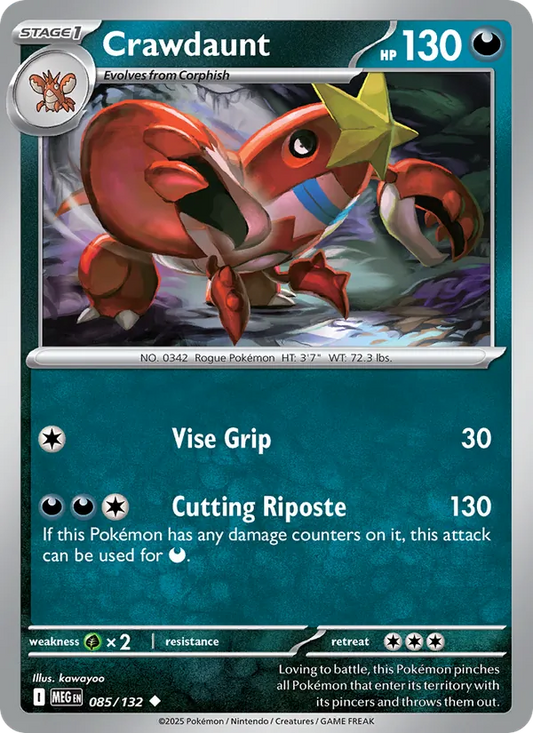 Crawdaunt Normal 085/132 Mega Evolution Pokémon Card